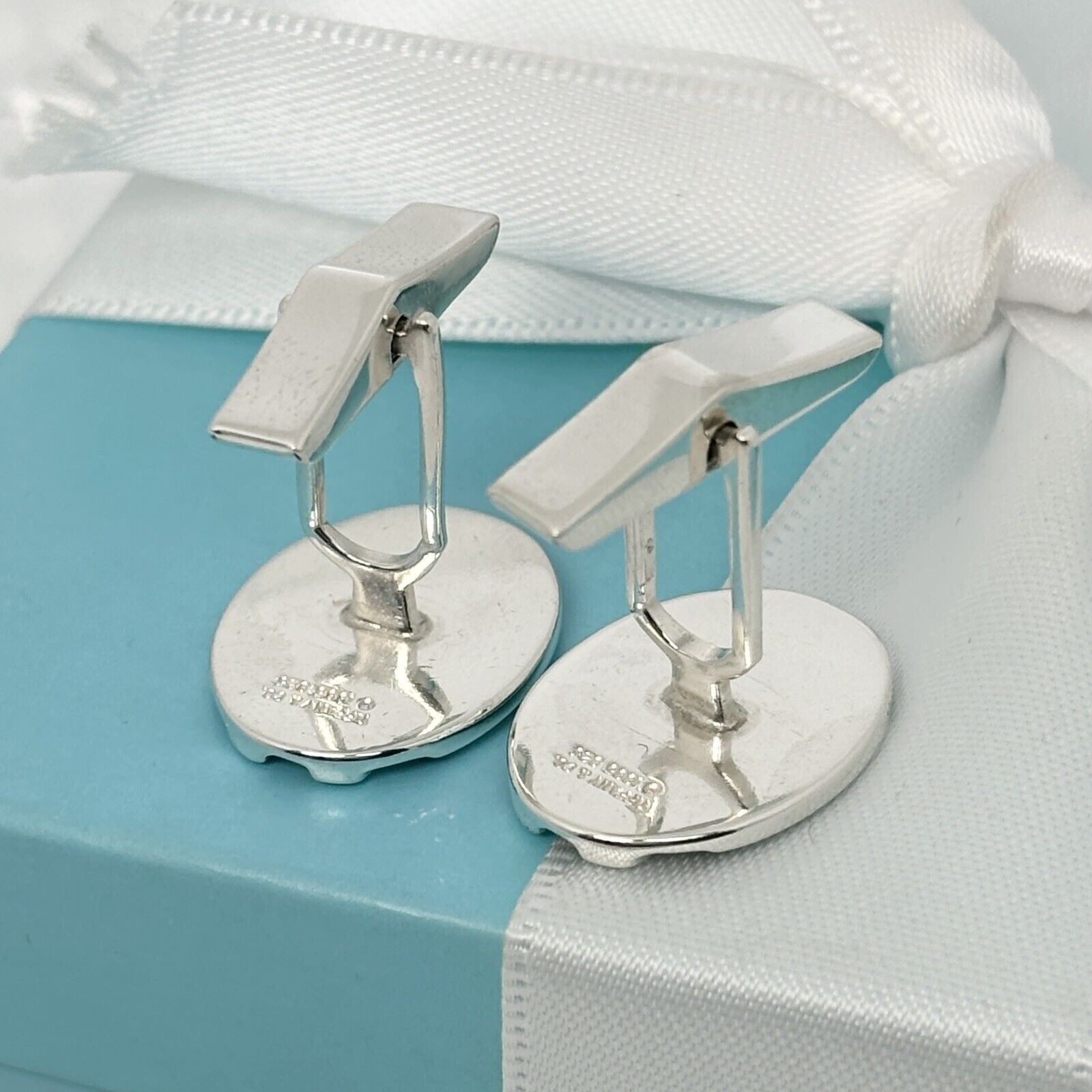 Tiffany & Co Oval Groove Cufflinks in Sterling Silver