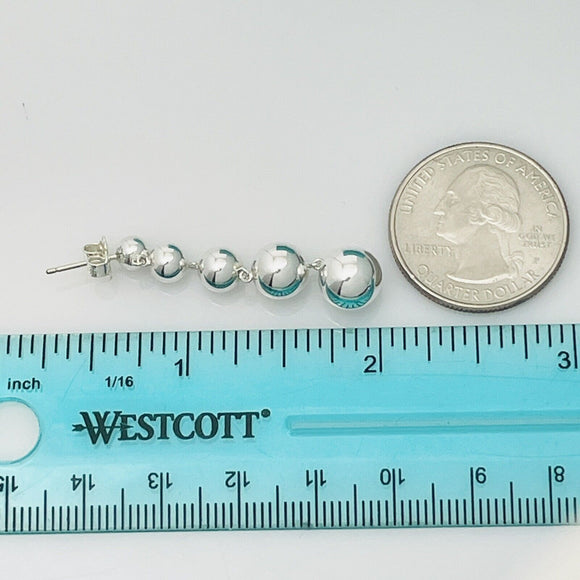Tiffany & Co. Graduated Bead Earrings HardWear Bead Ball Drop Dangle in Silver