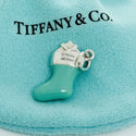 Tiffany & Co Christmas Stocking Sock Charm in Blue Enamel and Silver - 2