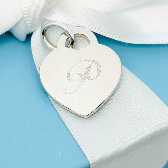 Tiffany Letter P Heart Pendant or Charm Notes Alphabet