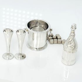 Tiffany & Co 1837 Champagne Bottle Ice Bucket with Flutes Miniature in Silver
