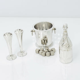 Tiffany & Co 1837 Champagne Bottle Ice Bucket with Flutes Miniature in Silver - 0