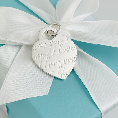 Tiffany & Co I LOVE YOU Notes Heart Script Charm or Pendant in 925 Silver - 0