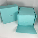 Tiffany & Co Necklace Storage Presentation Gift Box in Blue Leather Lux-7