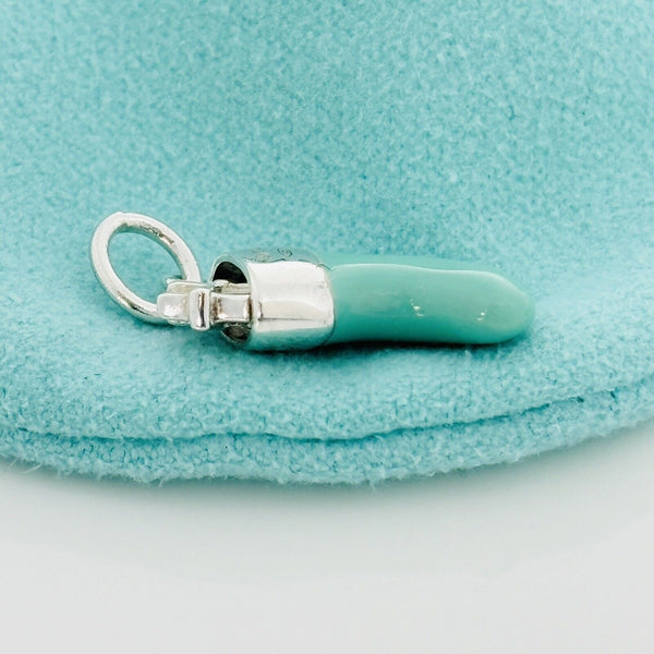 Tiffany & Co Christmas Stocking Sock Charm in Blue Enamel and Silver - 4
