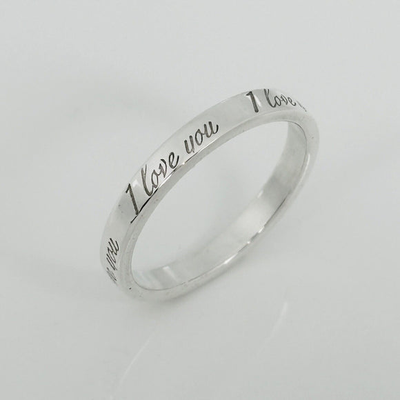 Size 7.5 Tiffany & Co I Love You Narrow Ring in Sterling Silver