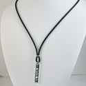 Tiffany 20” Atlas Necklace Bar Pendant in Black Enamel, Silver, Rubber Cord - 6