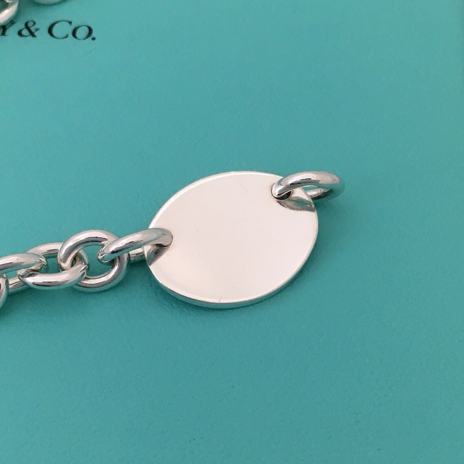 18" Please Return To Tiffany Oval Tag Choker Pendant Necklace in Sterling Silver