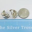 Tiffany Shell Dome Earrings in Sterling Silver and Yellow Gold Twist Omega Back - 7