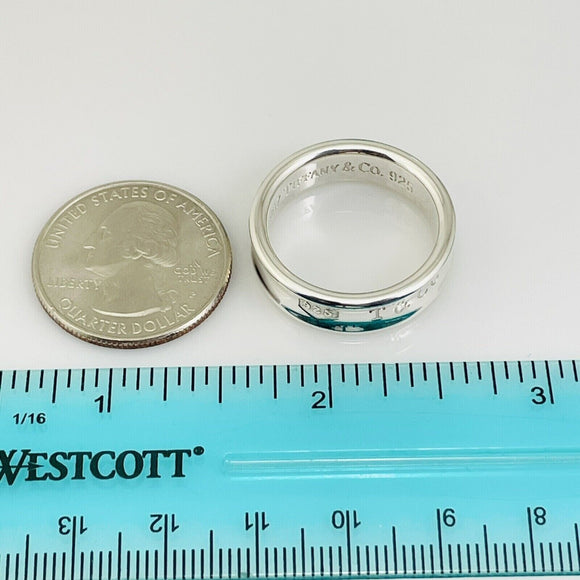 Size 8 Tiffany 1837 Ring in Sterling Silver Concave Band with Blue Pouch