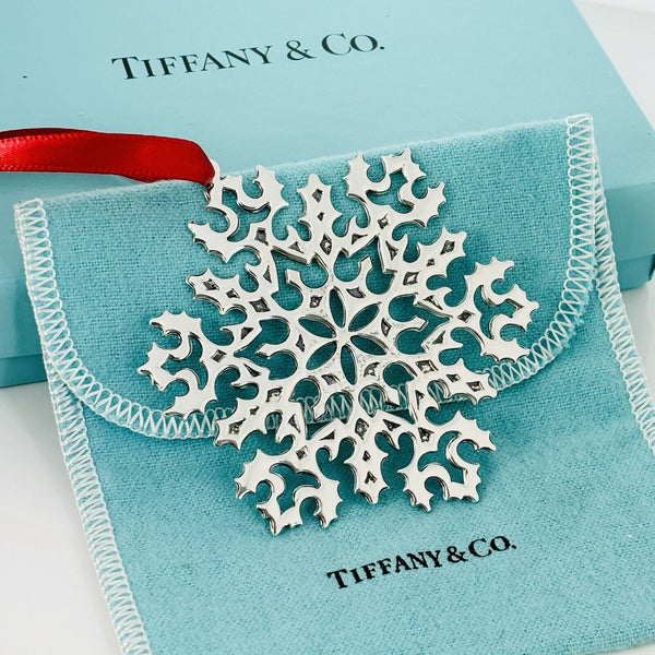 Vintage Tiffany Snowflake Christmas Tree Holiday Ornament in Sterling Silver - 1