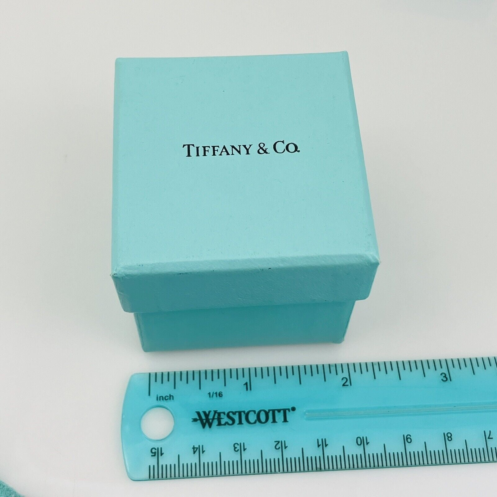 Vintage Tiffany Small Black and Royal Blue Suede Empty Ring Box With Blue Box