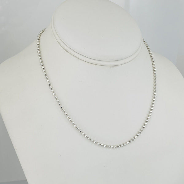 16" Tiffany Dog Chain Bead Necklace in Silver with Lobster Clasp - 2
