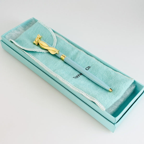Tiffany Blue Purse Pen with Gold Bow Blue Ink WORKS - 3