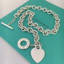 16.5" Tiffany & Co Heart Tag Toggle Necklace Authentic in Serling Silver Blank Heart-1