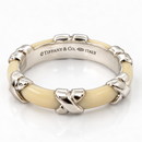 Tiffany & Co. Signature X Ring Size 9.5 in White Enamel and 925 Silver Stacking-1