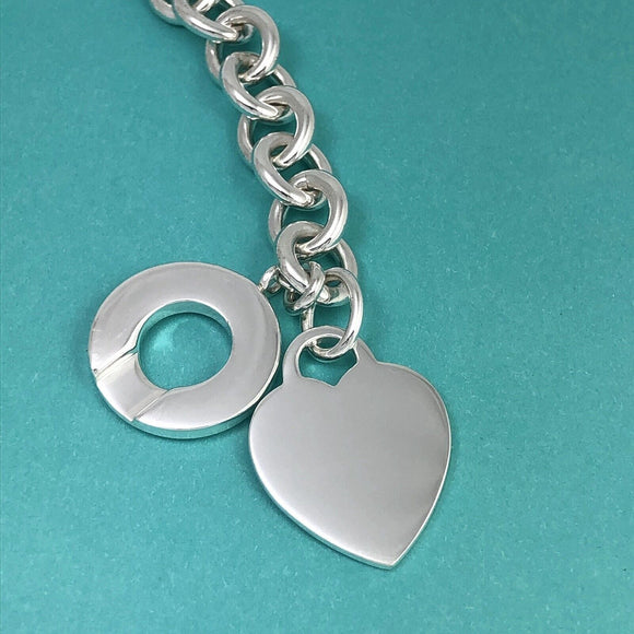 Tiffany & Co Blank Heart Tag Toggle Charm Bracelet in Sterling Silver