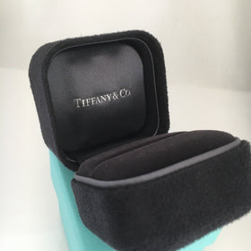 Tiffany Empty Jewelry Ring Box Blue Black Suede Presentation Storage - 0