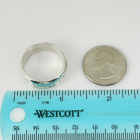 Size 7.5 Tiffany Wide Atlas Roman Numerals Mens Unisex Ring in Sterling Silver