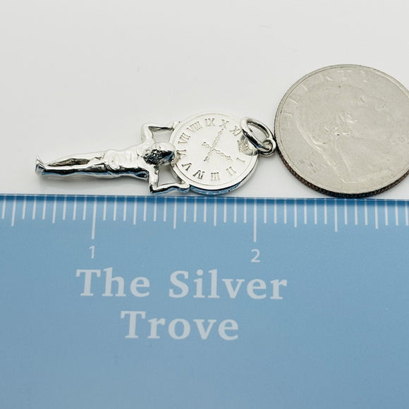 RARE Tiffany & Co Atlas Man Clock Charm or Pendant in Sterling Silver