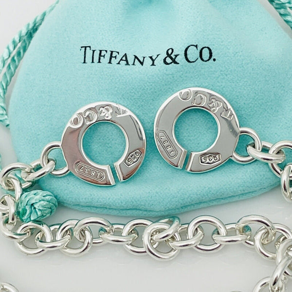 9.5" Tiffany 1837 Interlocking Circle Clasp Toggle Bracelet Men Unisex Plus Size - 5