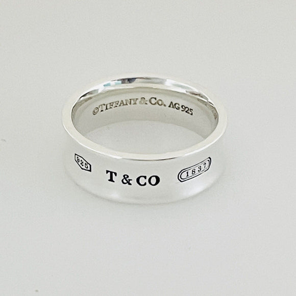 Size 8 Tiffany 1837 Ring in Sterling Silver Wide Concave