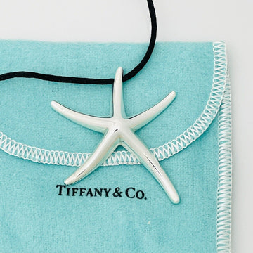 Tiffany Starfish Pendant Extra Large by Elsa Peretti Silver Black Silk Necklace