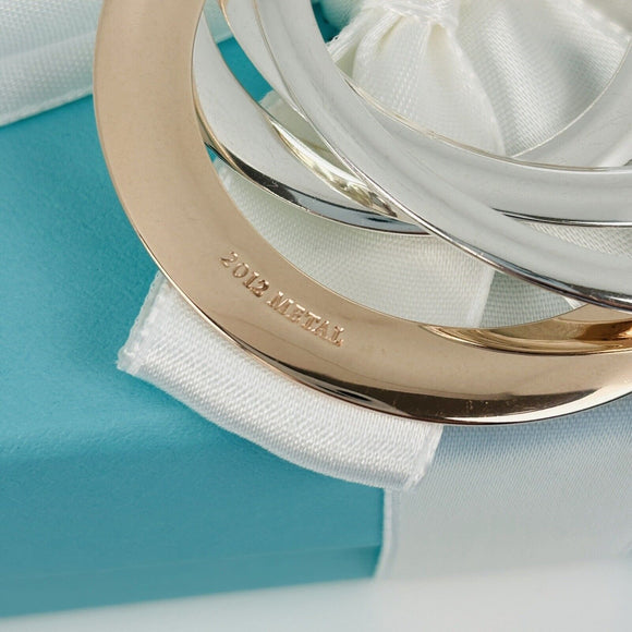 20" Tiffany 1837 4 Four Interlocking Circles Pendant Necklace in Silver & Rubedo