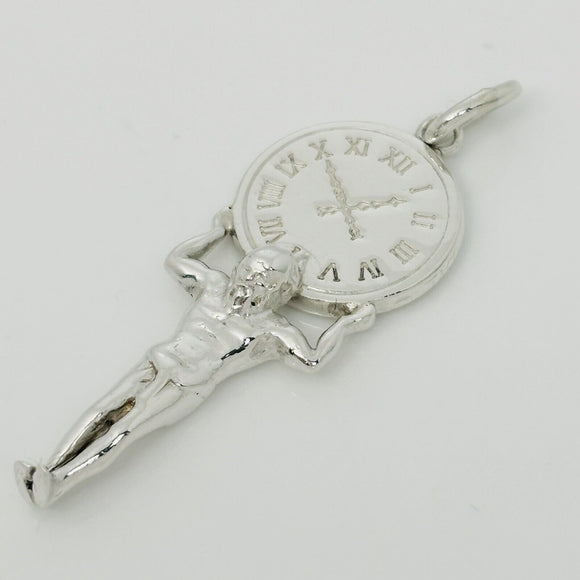 RARE Tiffany & Co Atlas Man Clock Charm or Pendant in Sterling Silver