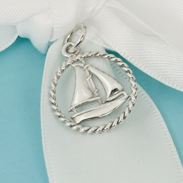 Tiffany & Co Sail boat Charm or Pendant in Sterling Silver Twist Rope Sailing - 2