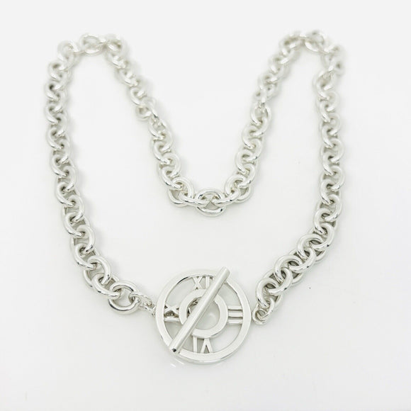 18" Tiffany Atlas Pendant Necklace Circle Bar Toggle Clasp in Sterling Silver
