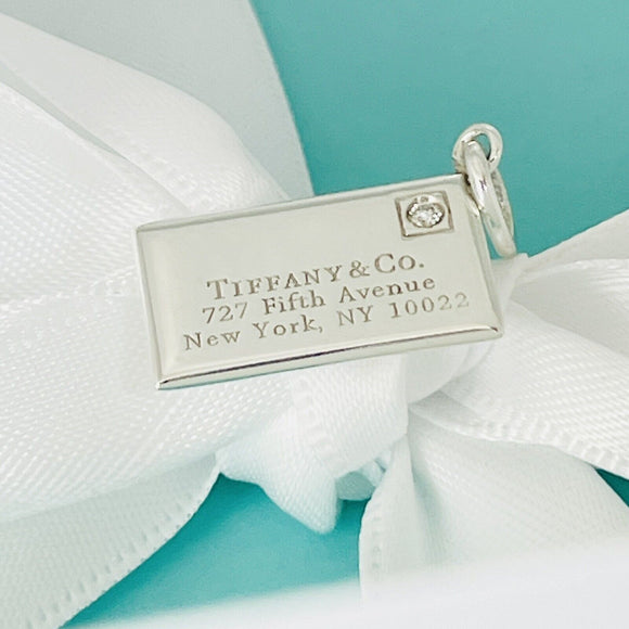 Tiffany Diamond Envelope Letter Pendant or Charm in Sterling Silver