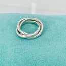 Size 7 Tiffany & Co Sterling Silver 3 Band Triple Rolling Interlocking Ring-3