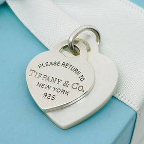Please Return to Tiffany & Co Mother of Pearl Heart Tag Pendant or Charm Silver - 0