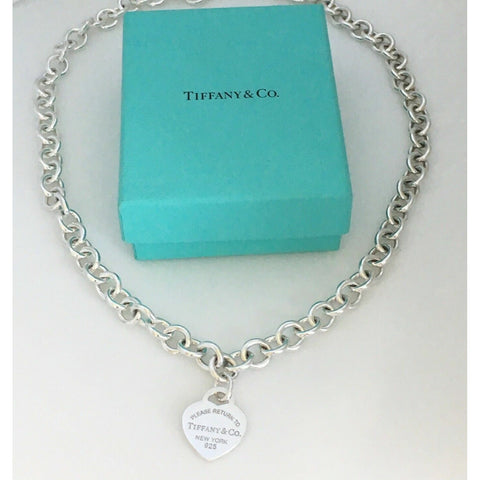 20 inch Large Return to Tiffany & Co Heart Tag Necklace in Sterling Silver - 0