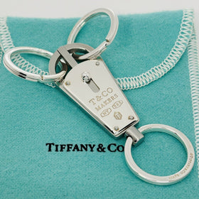 PRISTINE Tiffany & Co 1837 Makers Valet Key Ring Chain in Sterling Silver
