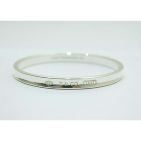 Small Tiffany & Co 1837 Oval Bangle Bracelet in Sterling Silver