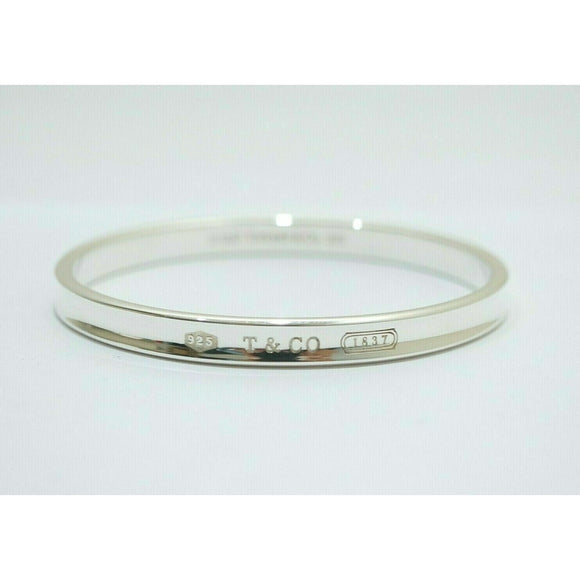 Small Tiffany & Co 1837 Oval Bangle Bracelet in Sterling Silver