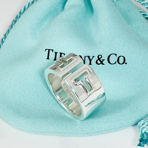 Size 7 Tiffany T Cutout Stencil Ring Band in Sterling Silver - 0