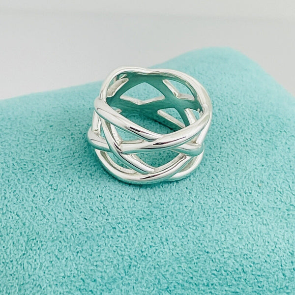Size 8 Tiffany & Co Sterling Silver Braided Celtic Knot Weave Ring - 2