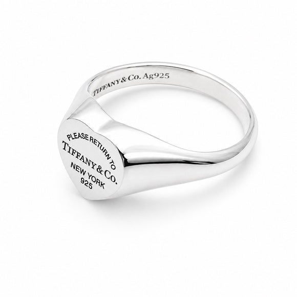 Size 9.5 Return to Tiffany Heart Signet Ring in Sterling Silver