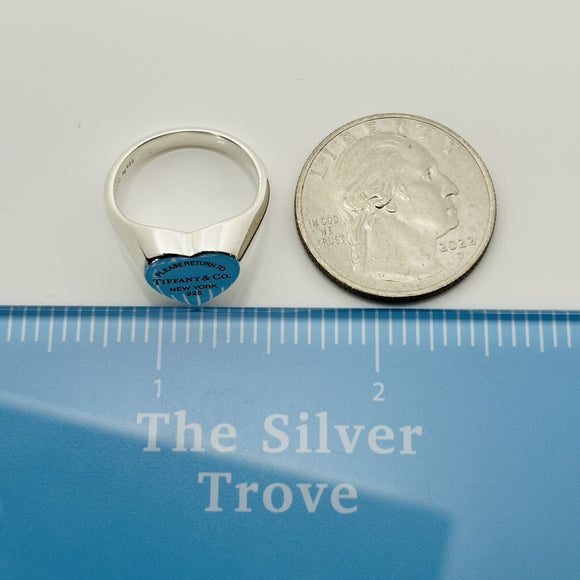 Size 9.5 Return to Tiffany Heart Signet Ring in Sterling Silver