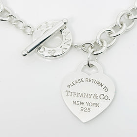 18" Please Return to Tiffany Large Heart Tag Toggle Necklace in Sterling Silver