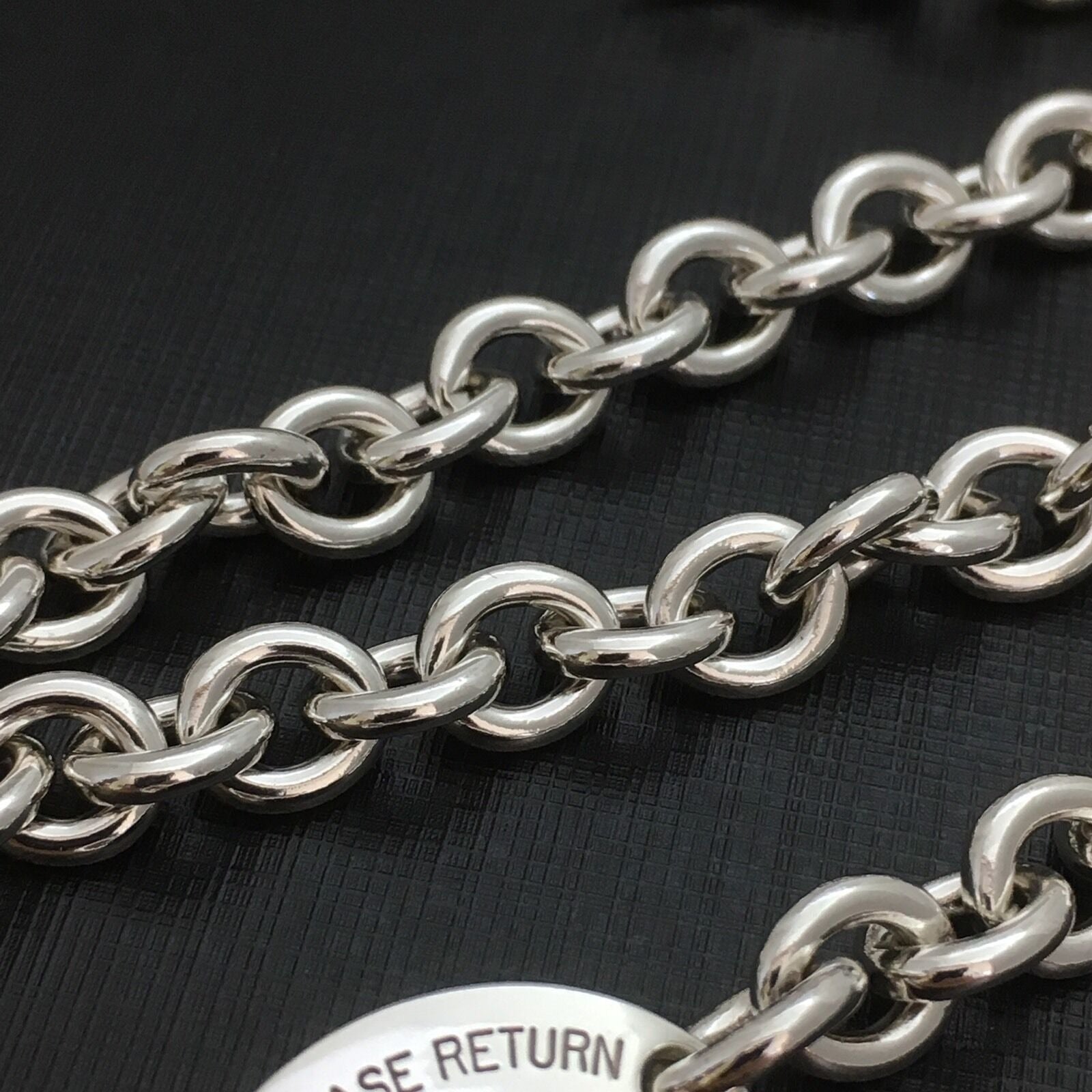 17” Please Return To Tiffany Oval Tag Choker Pendant Necklace in Sterling Silver