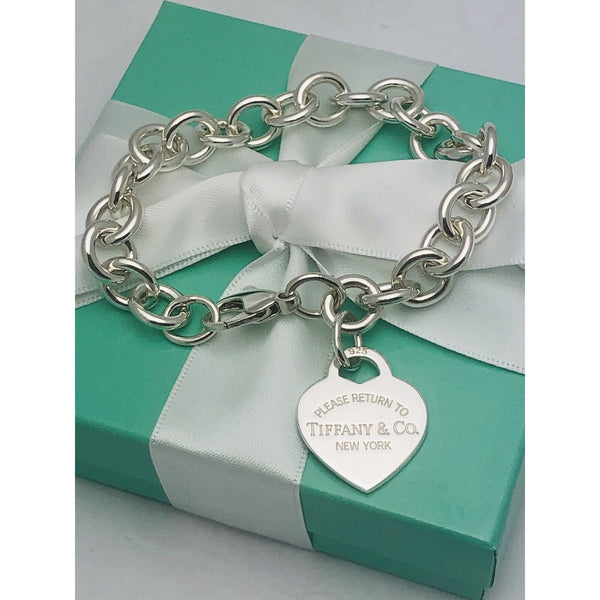 7.75" Return to Tiffany Sterling Silver Heart Tag Charm Bracelet - 2