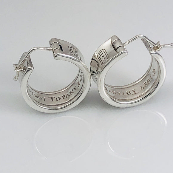 Tiffany & Co T&CO 1837 Hoop Huggie Earrings  in Sterling Silver
