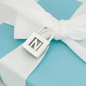 Tiffany & Co Letter N Alphabet Initial Padlock  Notes Charm Pendant in Silver - 0