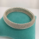 7" SMALL Tiffany & Co Sterling Silver Somerset Mesh Weave Bangle Bracelet-9