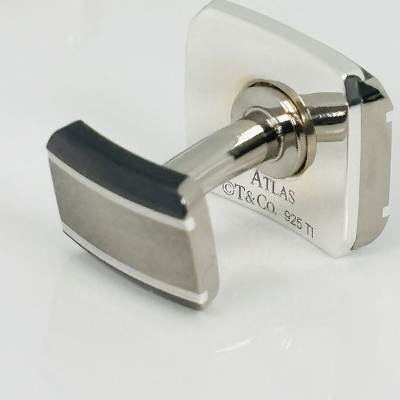 Tiffany Atlas Cufflinks in Titanium and Sterling Silver Roman Numerals XII 12