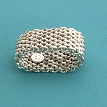 Size 6.5 Tiffany & Co Sterling Silver Somerset Mesh Basket Weave Ring - 0